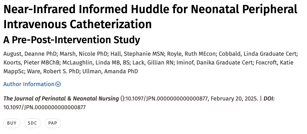 Evaluating Near-Infrared Huddles for Neonatal IV Access: What Did We Learn? Evaluating Near-Infrared Huddles for Neonatal IV Access: What Did We Learn?
